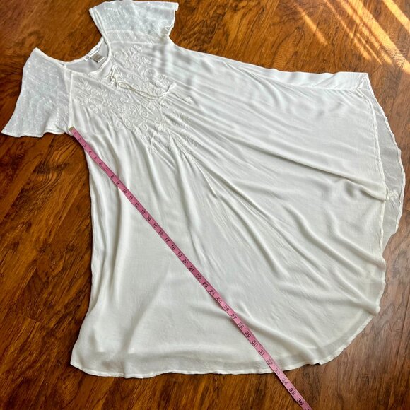 Vintage Cute Options White Embroidered Rayon Boho Dress – One Size - Picture 7 of 13